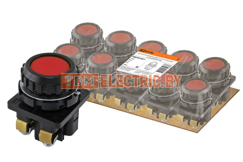 Выключатель кнопочный КЕ 011-У2-исп.4 красный 1з 10A 660B IP40 TDM  TDM Electric