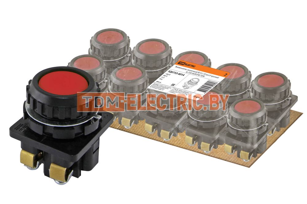 Выключатель кнопочный КЕ 011-У2-исп.5 красный 1р 10A 660B IP40 TDM  TDM Electric