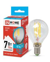 Лампа сд LED-ШАР-deco 7Вт 230В Е14 4000К 630Лм прозрачная IN HOME IN HOME
