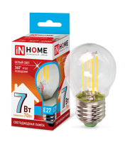 Лампа сд LED-ШАР-deco 7Вт 230В Е27 4000К 630Лм прозрачная IN HOME IN HOME