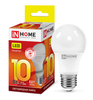 Лампа сд LED-A60-VC 10Вт 230В Е27 3000К 900Лм IN HOME IN HOME