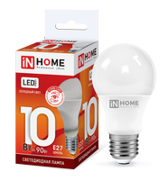 Лампа сд LED-A60-VC 10Вт 230В Е27 6500К 900Лм IN HOME IN HOME