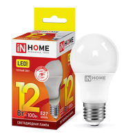 Лампа сд LED-A60-VC 12Вт 230В Е27 3000К 1080Лм IN HOME IN HOME