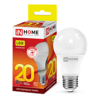 Лампа сд LED-A60-VC 20Вт 230В Е27 3000К 1800Лм IN HOME IN HOME