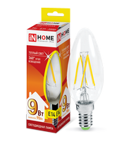 Лампа сд LED-СВЕЧА-deco 9Вт 230В Е14 3000К 810Лм прозрачная IN HOME IN HOME