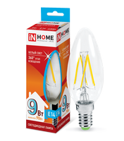 Лампа сд LED-СВЕЧА-deco 9Вт 230В Е14 4000К 810Лм прозрачная IN HOME IN HOME