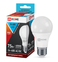 Лампа сд низковольтная LED-MO-PRO 7,5Вт 24-48В Е27 4000К 600Лм IN HOME IN HOME