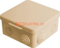 Распаячная коробка ОП 80х80х50мм, крышка, IP54, 7вх., сл. кость, инд. штрихкод TDM  TDM Electric