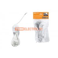 Шнур с ножным выключателем и плоской вилкой ШУН01В ШВВП 2х0,75мм2 3,5м. белый TDM  TDM Electric