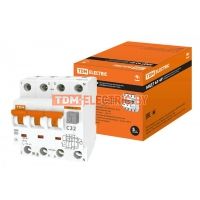 АВДТ 63 4P(3Р+N) C32 100мА 6кА тип А - Автоматический Выключатель Дифференциального тока TDM  TDM Electric