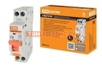 Автоматический Выключатель Дифференциального тока одномодульный АВДТ 63М C6 30мА 4,5кА TDM.  TDM Electric