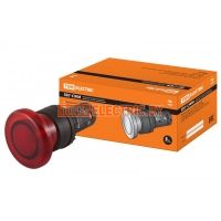 Кнопка грибовидная SB7-CWM42-24V(LED) d35мм 1р красная TDM  TDM Electric