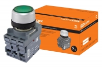 Кнопка с фиксацией SB7-CWL3365-220V(LED) d22мм 1з+1р зеленая TDM .  TDM Electric