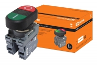 Кнопка с фиксацией SB7-CWL3465-220V(LED) d22мм 1з+1р красная TDM .  TDM Electric