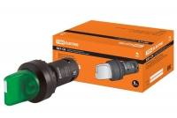 Переключатель на 2 положения с фиксацией SB7-CK2361-220V короткая ручка(LED) d22мм 1з зеленый TDM .  TDM Electric