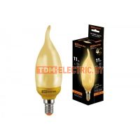  Лампа энергосберегающая КЛЛ-СGW-11 Вт-2700 К–Е14 TDM (золотая свеча на ветру) (mini)  TDM Electric