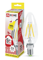 Лампа сд LED-СВЕЧА-deco 5Вт 230В Е14 3000К 450Лм прозрачная IN HOME IN HOME
