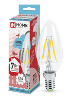 Лампа сд LED-СВЕЧА-deco 7Вт 230В Е14 4000К 630Лм прозрачная IN HOME IN HOME
