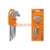 Набор ключей "HEX" 9 шт.: 1.5-10 мм, длинные с шаром, (держатель в блистере), CR-V сталь "Алмаз" TDМ  TDM Electric