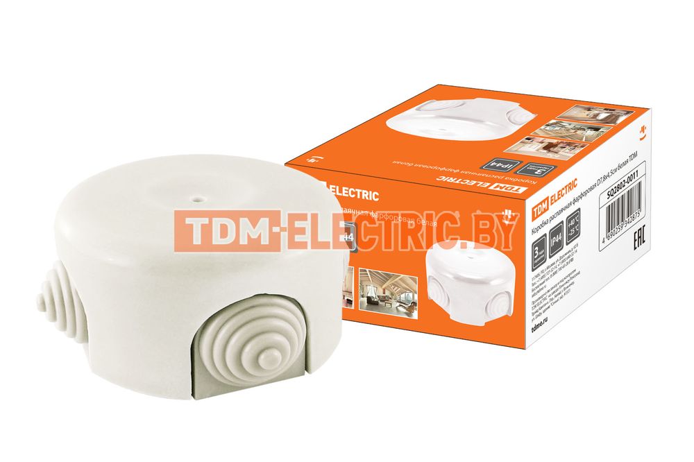 Коробка распаячная фарфоровая D7,8х4,5см белая TDM SQ2802-0011 TDM Electric