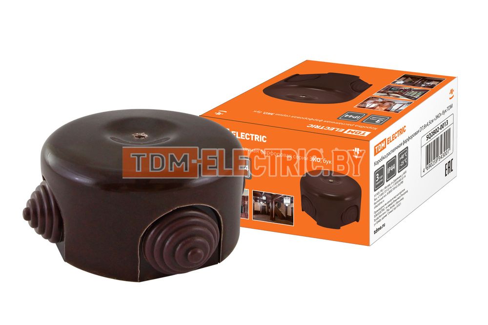 Коробка распаячная фарфоровая D7,8х4,5см черная TDM SQ2802-0014 TDM Electric