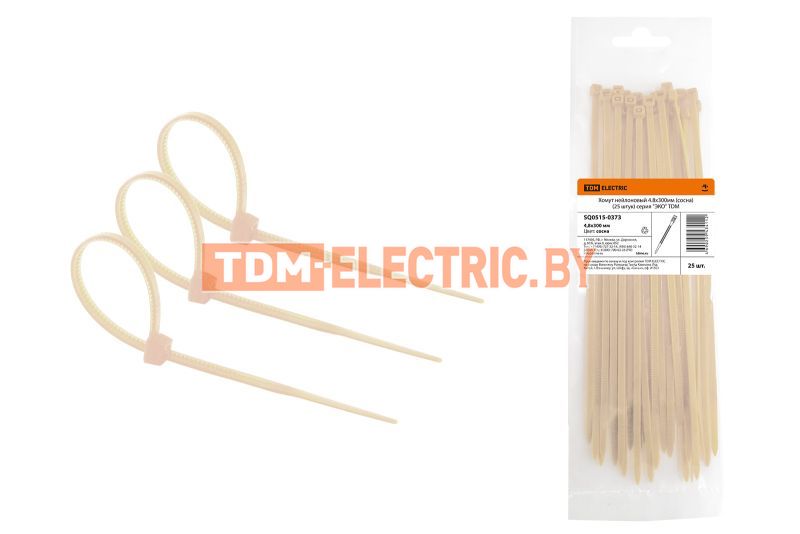 Хомут нейлоновый 4.8х300мм (сосна) (25 штук) серия "ЭКО" TDM  TDM Electric