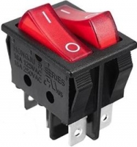 Клавишный переключатель IRS-101-R красный с подсветкой двойной 2 положения 1з+1з TDM .  TDM Electric