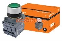 Кнопка MP1-21G(LED) в сборе d22мм/220В 1з+1р зеленая TDM  TDM Electric