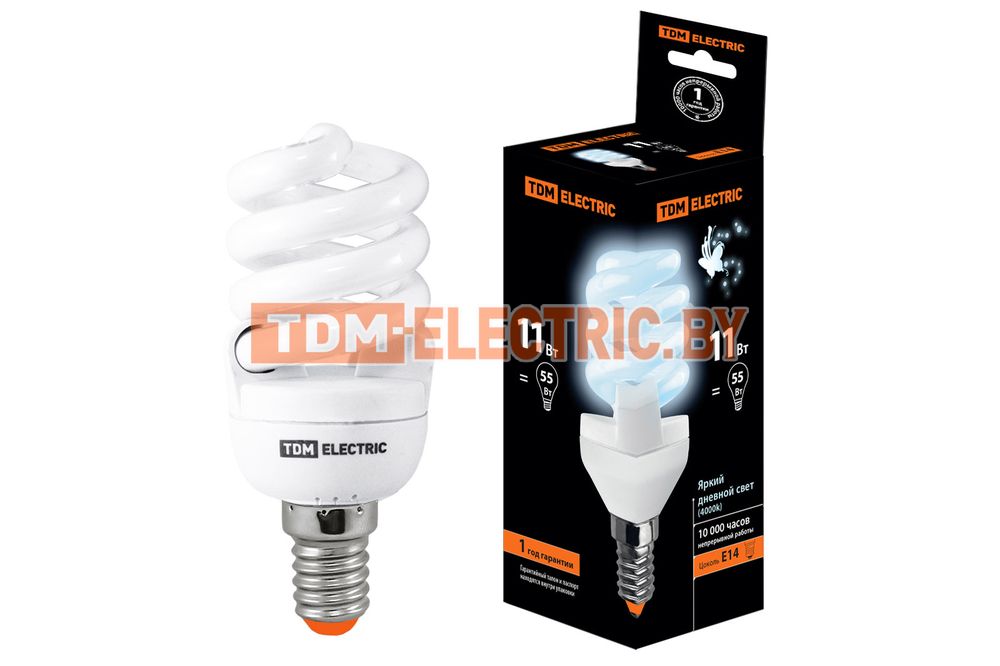 Лампа энергосберегающая КЛЛ-FSТ2-11 Вт-4000 К-Е14 (40х93 мм) TDM SQ0323-0057 TDM Electric