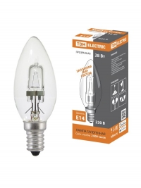 Лампа галогенная  Свеча  прозрачная 28 Вт-230 В-Е14 TDM SQ0341-0094.  TDM Electric