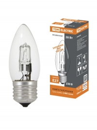 Лампа галогенная  Свеча  прозрачная 28 Вт-230 В-Е27 TDM SQ0341-0095.  TDM Electric