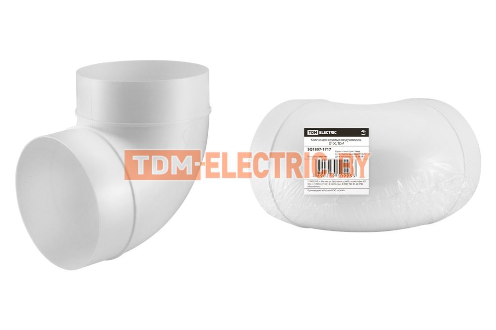 Колено для круглых воздуховодов, D100, TDM SQ1807-1717 TDM Electric