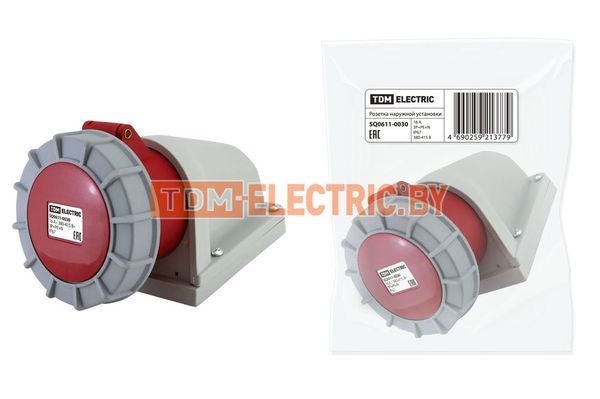 Розетка наружной установки IP67 16А 3Р+РЕ+N 380В TDM-SQ0611-0030