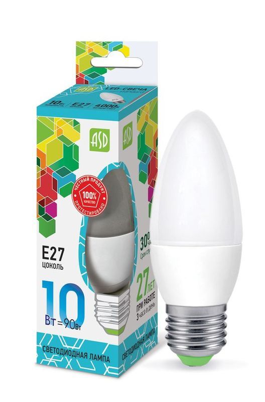 Лампа сд LED-СВЕЧА-std 7.5Вт 230В Е27 4000К 675Лм ASD