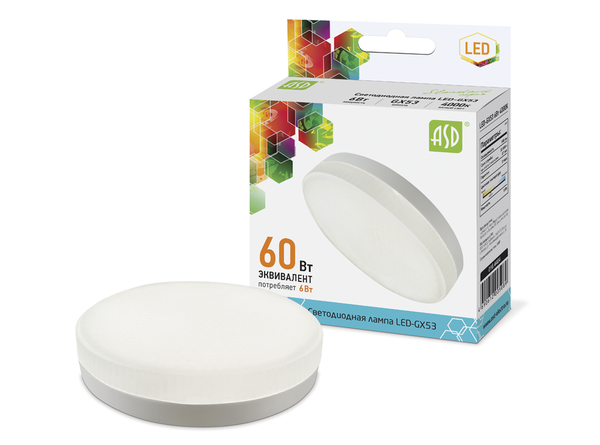 Лампа сд LED-GX53-std 6Вт 230В 4000К 540Лм ASD