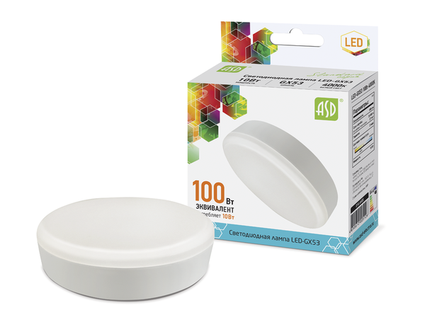 Лампа сд LED-GX53-std 10Вт 230В 4000К 900Лм ASD