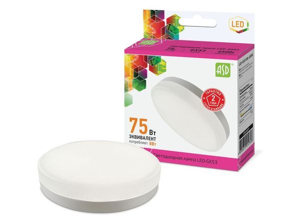Лампа сд LED-GX53-std 8Вт 230В 6500К 720Лм ASD