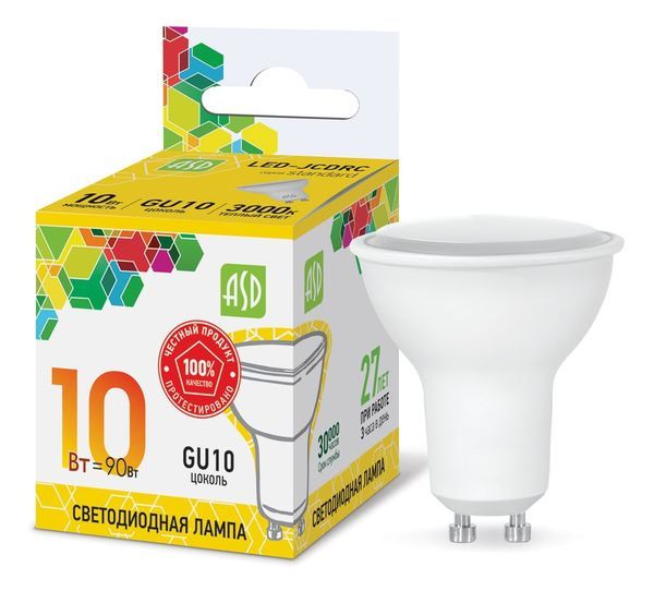 Лампа сд LED-JCDRC-std 10Вт 230В GU10 3000К 900Лм ASD