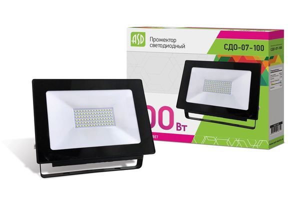Прожектор сд СДО-07-100 черный IP65 ASD