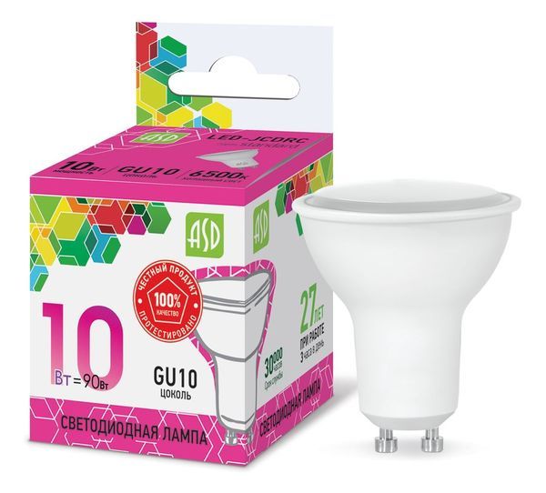 Лампа сд LED-JCDRC-std 10Вт 230В GU10 6500К 900Лм ASD