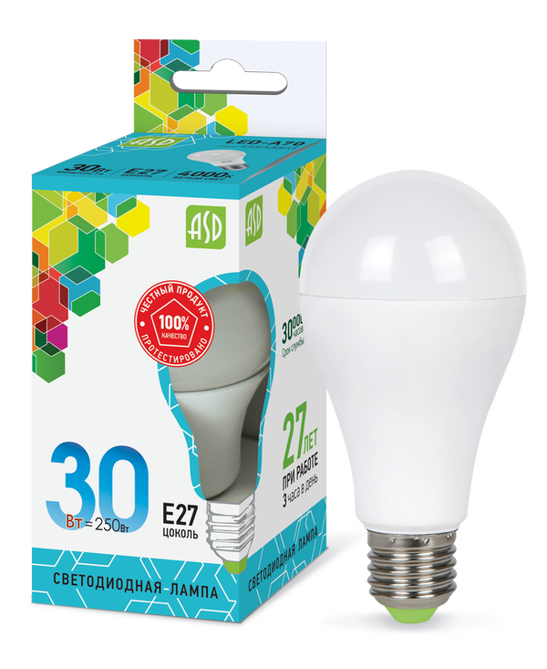Лампа сд LED-A70-std 30Вт 230В Е27 4000К 2700Лм ASD