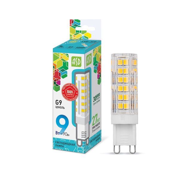 Лампа сд LED-JCD-std 9Вт 230В G9 4000К 810Лм ASD