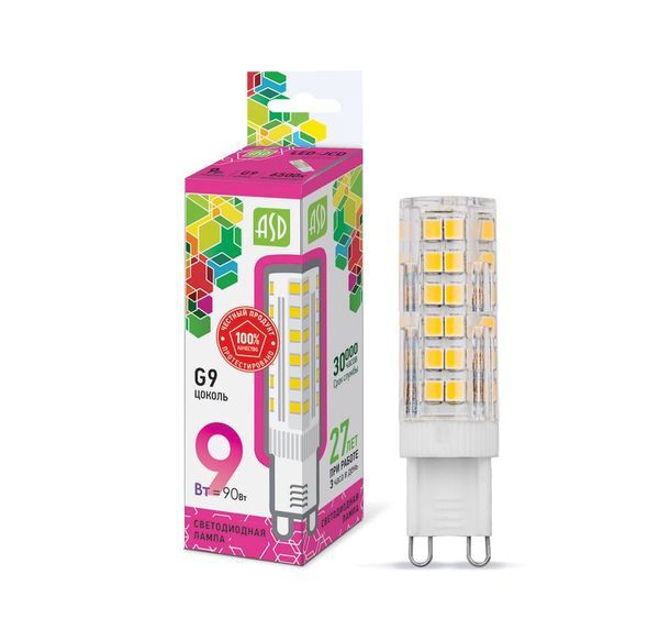 Лампа сд LED-JCD-std 9Вт 230В G9 6500К 810Лм ASD