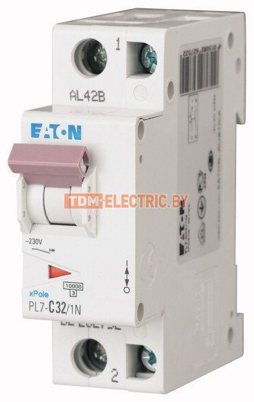 PL7-C32/1N — Автоматический выключатель 32А, кривая отключения С, 1+N полюса, откл. способность 10 кА