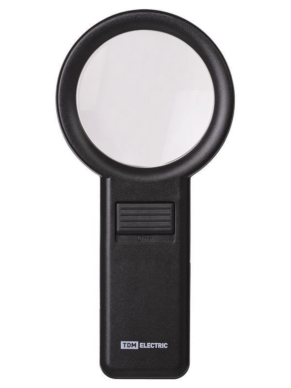 Лупа ручная круглая, d 68 мм, 6-ти крат. увел., LED подсветка, 2хАА, TDM SQ1025-0904.