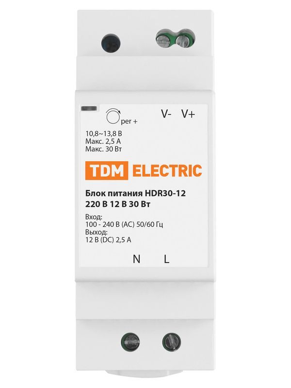 Блок питания HDR30-12, 220 В, 12 В, 30 Вт (на DIN-рейку) TDM — изображение 3