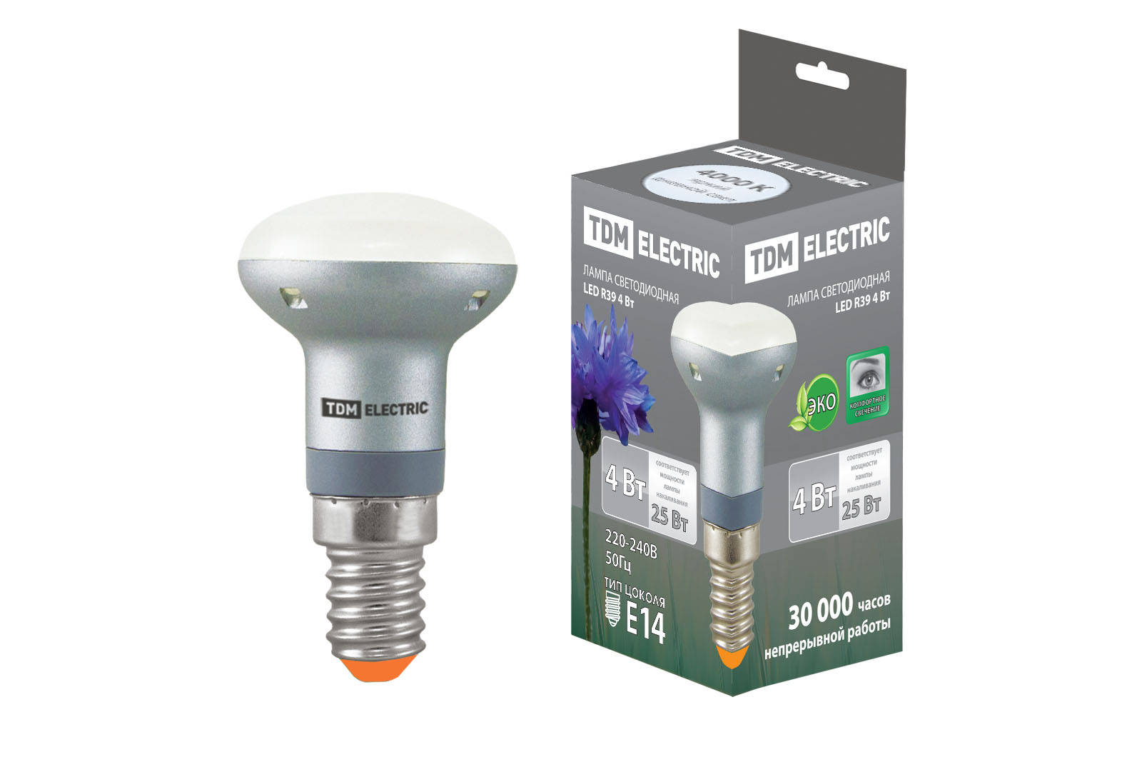 Лампа светодиодная R39 4W 220V E14 4000K TDM-SQ0340-0056