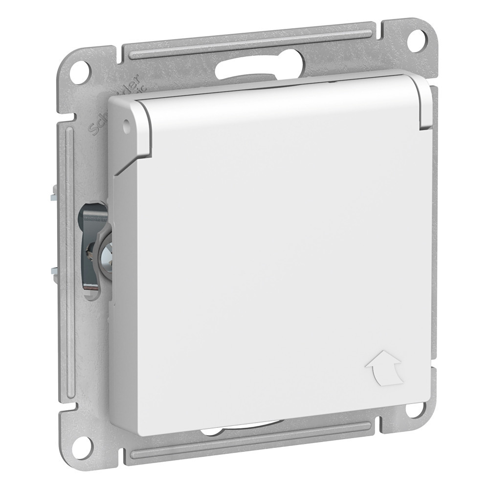 ATN000146 Atlasdesign розетка с заземлением со шторками с крышкой, 16А,IP20, механизм, белый-ATN000146
