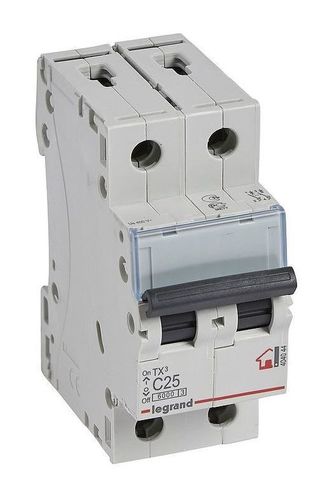 404044 Авт. выключатель Legrand TX3, 2P, 25A, хар-ка C, 6kA, 2M-404044
