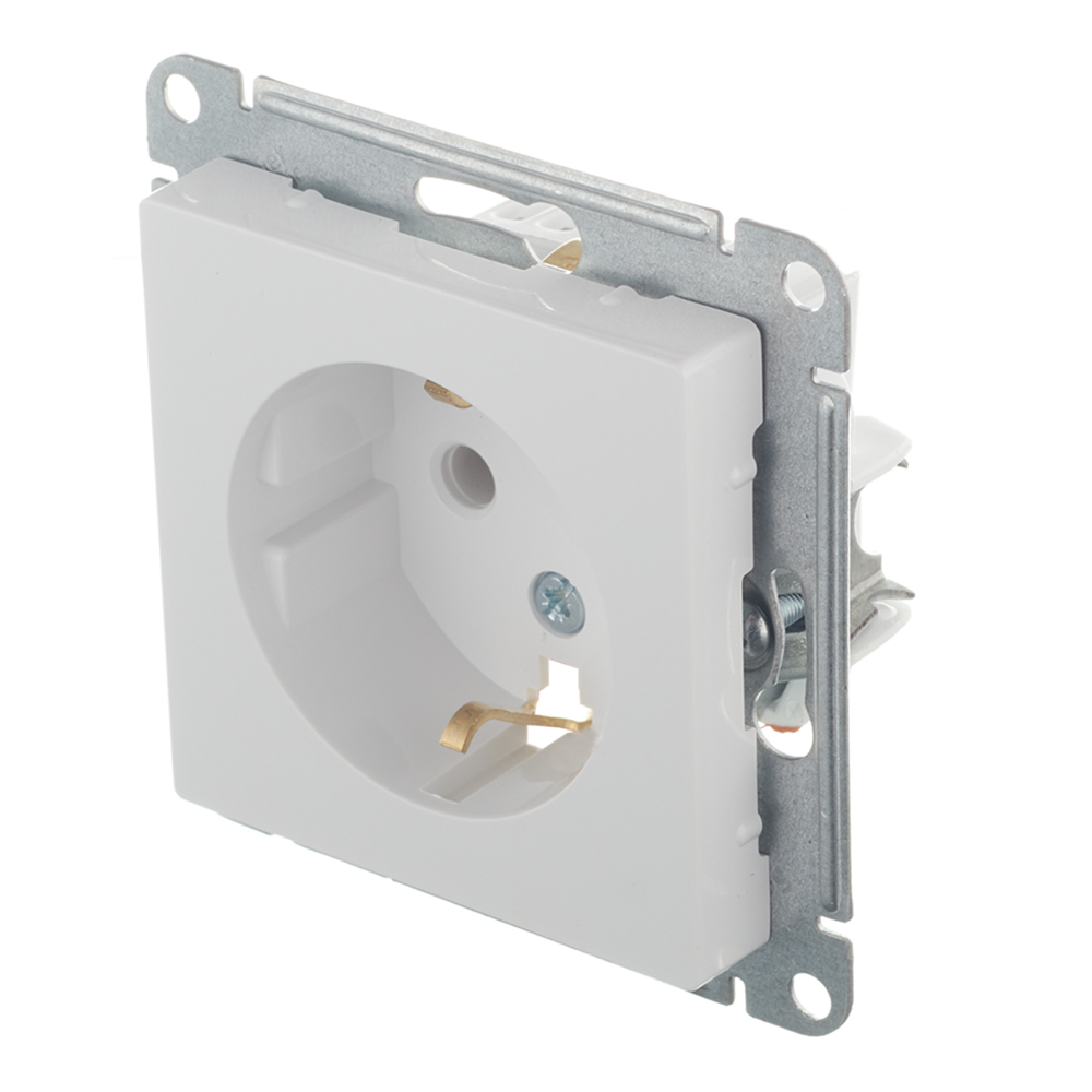 Розетка 1-м.СП AtlasDesign 16А IP20 с заземл. механизм бел., SchE-ATN000143